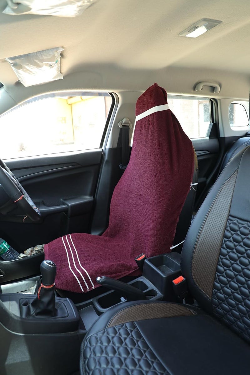 DANSHREE All car seat Towel ALLOFFICE Chair Towel with Tie Knot 550 GSM Pack of 1 Original Product AS PER Picture Shown Marron - Image 5