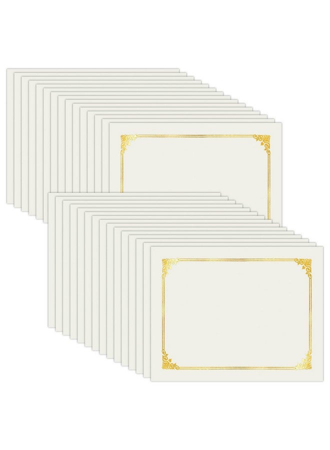 هاوتوكو 30 عبوة من حاملي الشهادات، مجلدات الدبلومات البيضاء، أغلفة الشهادات مع حدود من ورق الذهب للخطاب بحجم 8.5 × 11، ورق مقوى، جائزة، وثيقة، تخرج - Image 1