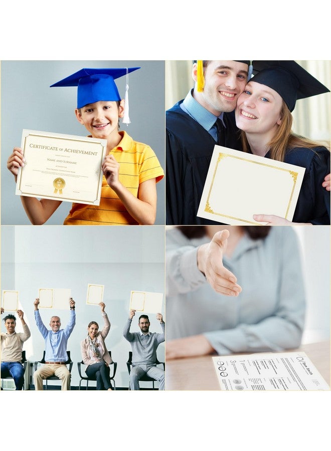هاوتوكو 30 عبوة من حاملي الشهادات، مجلدات الدبلومات البيضاء، أغلفة الشهادات مع حدود من ورق الذهب للخطاب بحجم 8.5 × 11، ورق مقوى، جائزة، وثيقة، تخرج - Image 5
