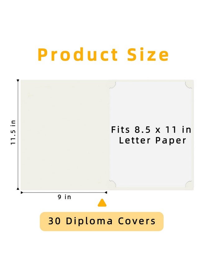 هاوتوكو 30 عبوة من حاملي الشهادات، مجلدات الدبلومات البيضاء، أغلفة الشهادات مع حدود من ورق الذهب للخطاب بحجم 8.5 × 11، ورق مقوى، جائزة، وثيقة، تخرج - Image 2