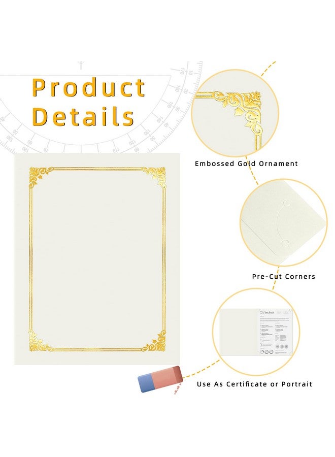هاوتوكو 30 عبوة من حاملي الشهادات، مجلدات الدبلومات البيضاء، أغلفة الشهادات مع حدود من ورق الذهب للخطاب بحجم 8.5 × 11، ورق مقوى، جائزة، وثيقة، تخرج - Image 3