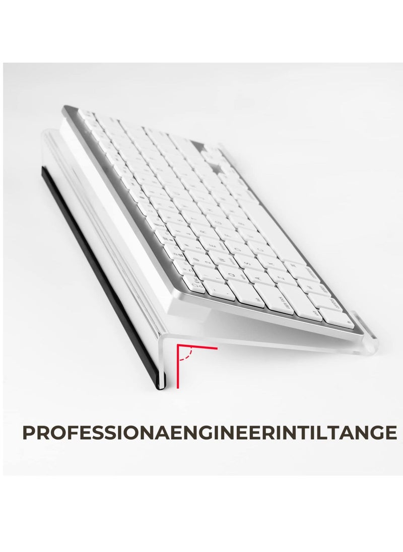 Small Computer Keyboard Stand, 11.8 x 5.1 Inch Keyboard Tray for 78 Keys Keyboard, Acrylic Keyboard Riser Lift for Desk, keyboard Holder for Mini Computer Keyboard  for Apple Magic Keyboard (Clear) - Image 2