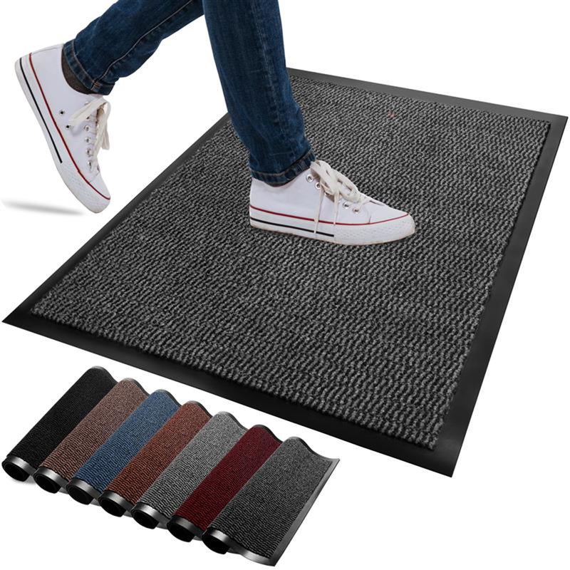 FB FunkyBuys Washable Door Mats Indoor  Outdoor  NonSlippery Heavy Duty Doormats Indoor  Highly Absorptive Rubber Door Mat  Perfect for Kitchen Home and Hotel Entrance Anthracite 40x60 CM