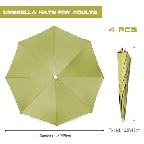 MUFEKUM 4 Pack Umbrella Hats 27 HandsFree Head Umbrella Hats for Adult Folding Waterproof Umbrella Cap With Head Strap for Outdoor Party Fishing Sun Rain Beach Golf Hiking Cool color - Image 3