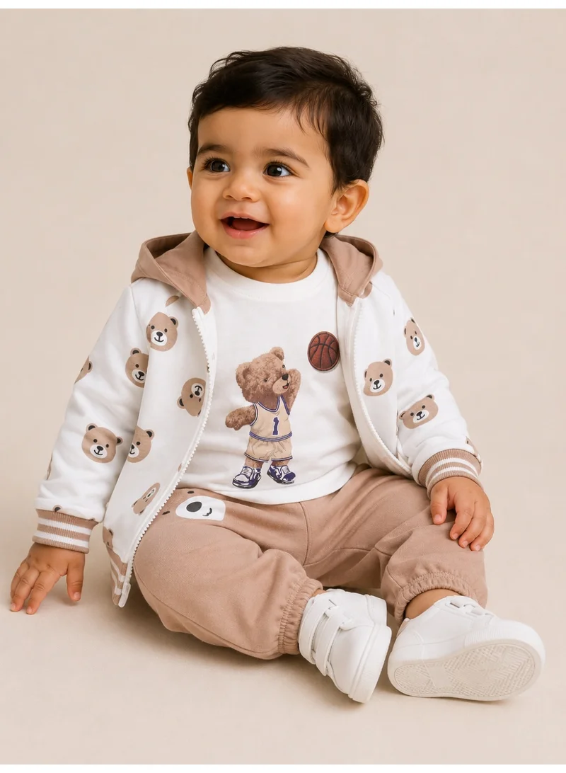 فكتور اند جين Boys 3-Piece Set – Printed Zip Hoodie, Top & Jogger Pants