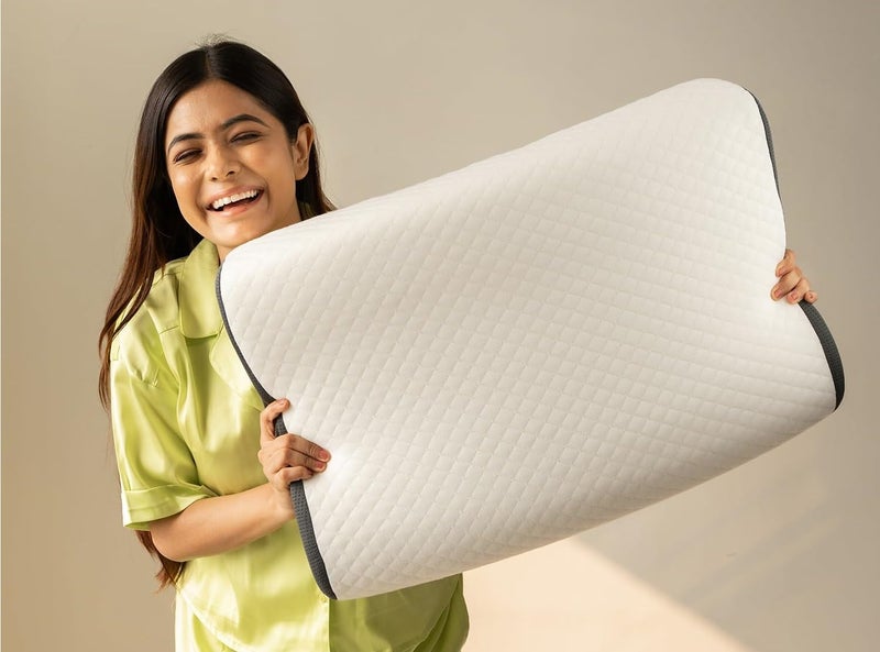 Green Scapper New Pack of 2 Foam Pillow, Contour Cervical Orthopedic Memory Foam Pillows Supports Neck Pain and Shoulder Pain for Sleeping, Pillow Neck Support Pillow for Side Back (Multicolour) - Image 1