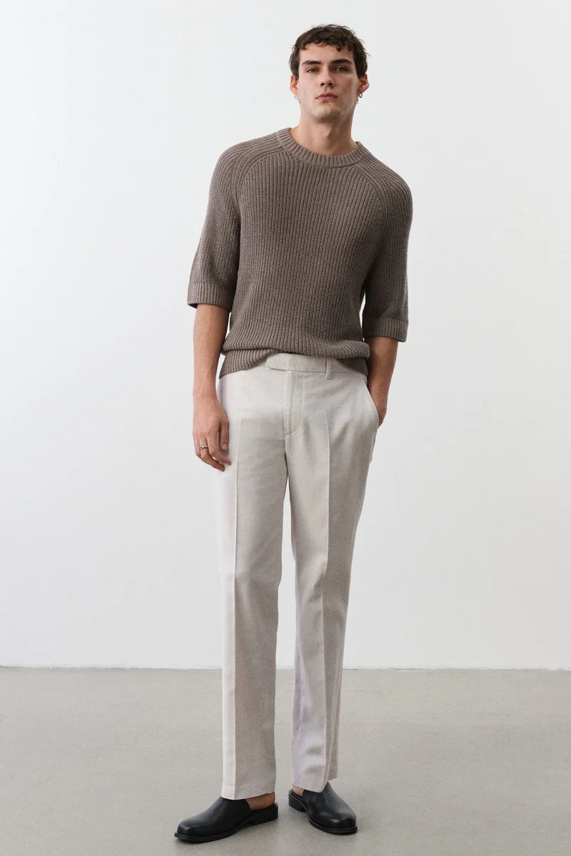 H&M Regular Fit Tailored linen-blend trousers