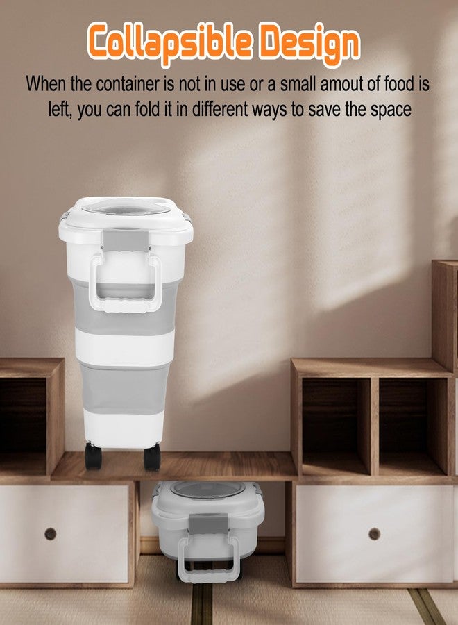 Beyoung 25-28lbs Airtight Dog Food Storage Containers with Wheels and Lids, Collapsible Pet Food Storage Bins with Handle, 50lb Rice Storage Bucket with Scoop, Dry Food Storage Bins (Gray) - Image 5