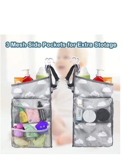KASTWAVE Diaper Caddy Hanging Diaper Caddy Organizer Hanging Nursery Nappy Organiser Diaper Holder Caddy Stacker for Baby Crib Changing Table Playard Wall Baby Shower Bedside Storage Grey  - Image 2
