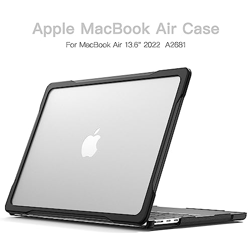 Batianda 4-in-1 Ultimate Case for New MacBook Air 13.6 inch 2026 M5 2025 M4 2024 2022 Model A3449 - Matte Translucent Rugged Armor Shell with Carbon Fiber Texture Grip Shockproof Bumper - Translucent - Image 3