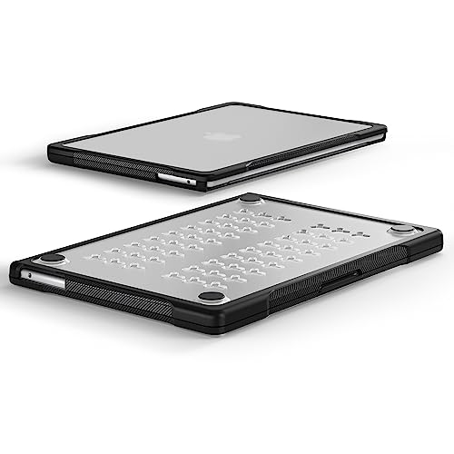 Batianda 4-in-1 Ultimate Case for New MacBook Air 13.6 inch 2026 M5 2025 M4 2024 2022 Model A3449 - Matte Translucent Rugged Armor Shell with Carbon Fiber Texture Grip Shockproof Bumper - Translucent - Image 5