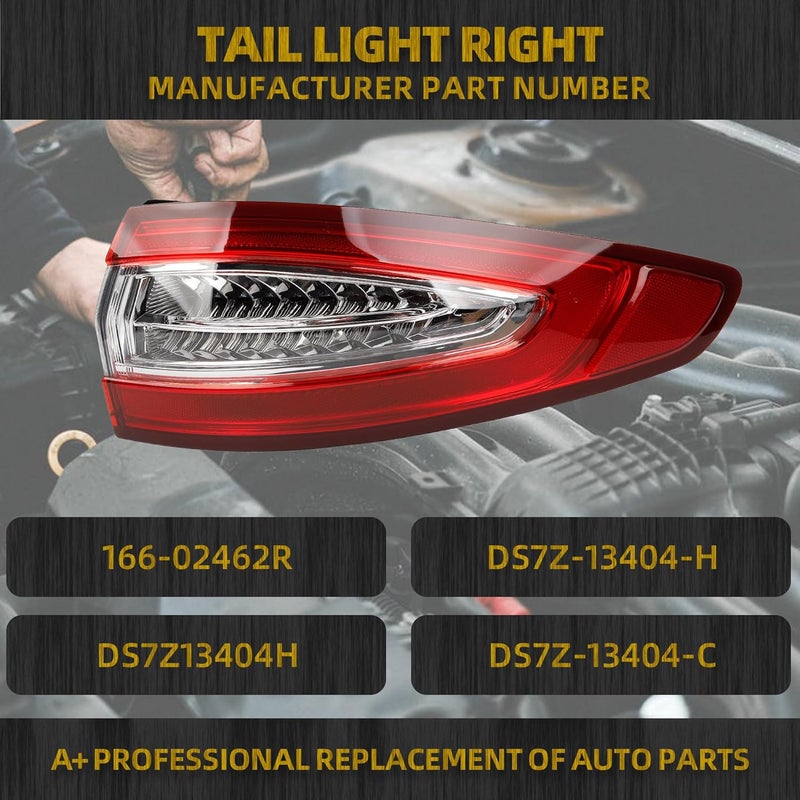 Dasbecan Right Passenger Side Tail Light for 2013-2016 Ford Fusion S SE LED Rear Lamp - Image 4