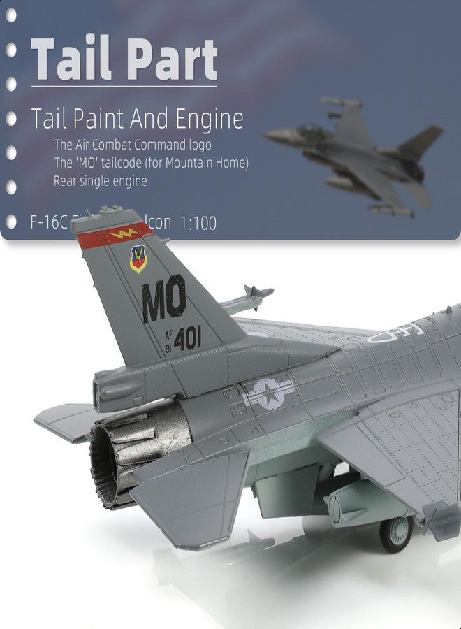 NUOTIE 1/100 F-16C Fighting Falcon Fighter Model Metal DieCast Aircraft Jet Kit Fighter Plane Model Military Airplane for Collection and Gift - Image 4