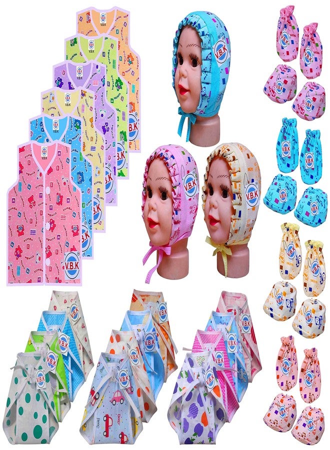 V.B.K® Baby Boys and Baby Girls Clothing Set Combo With Jabla and Nappy, 0 to 6 Months, Pure Hosiery Soft Fabric (18) - Image 1