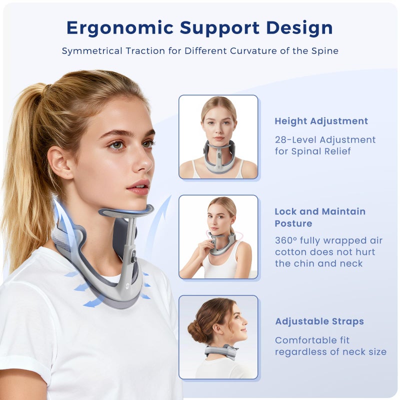 Owlprince Posture Corrector for Neck & Cervical Spine Alignment - 360Â° Adjustable Neck Collar with 28 Levels, Memory Foam Support for Pain Relief, Tech Neck, Hump & Forward Head Posture - Image 4