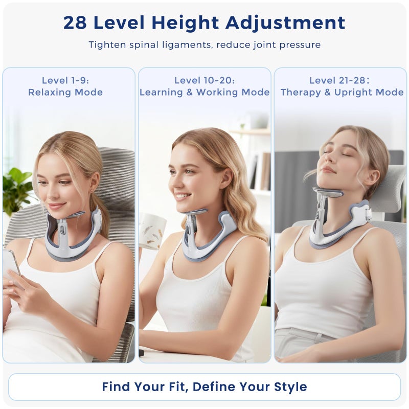 Owlprince Posture Corrector for Neck & Cervical Spine Alignment - 360Â° Adjustable Neck Collar with 28 Levels, Memory Foam Support for Pain Relief, Tech Neck, Hump & Forward Head Posture - Image 2