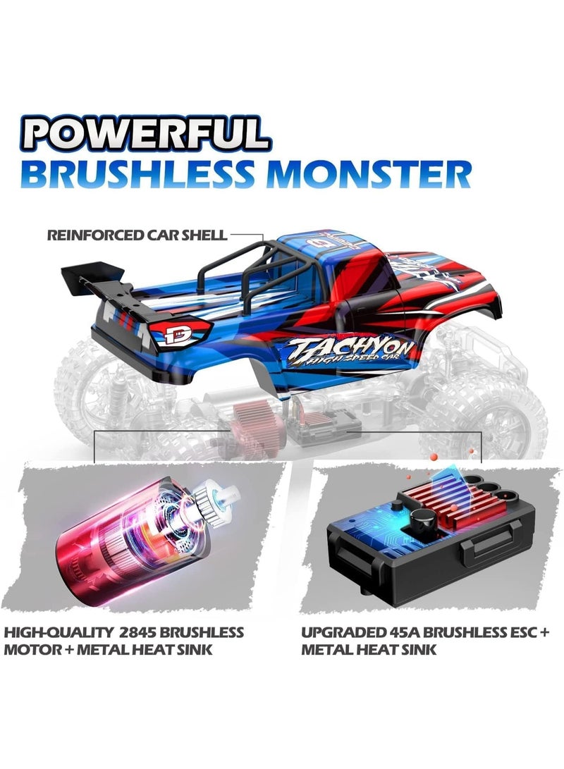 DEERC Remote Controlled Car 1:10 Scale Fast Brushless, 4WD 60+ KM/H High Speed, 2.4Ghz Off-Road RC Crawler 40+ Minutes Playtime - Image 2