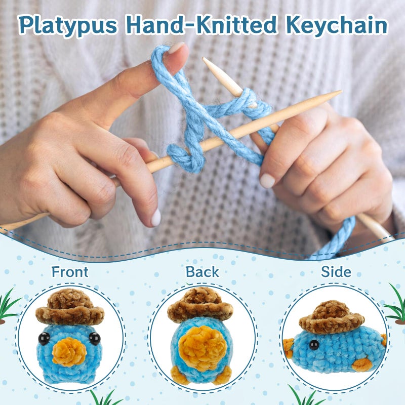 Dalycro Platypus Keychain Cute Hand-Knitted Plush Keychain Adorable Decor for Women Birthday Gifts (Platypus, 1) - Image 4