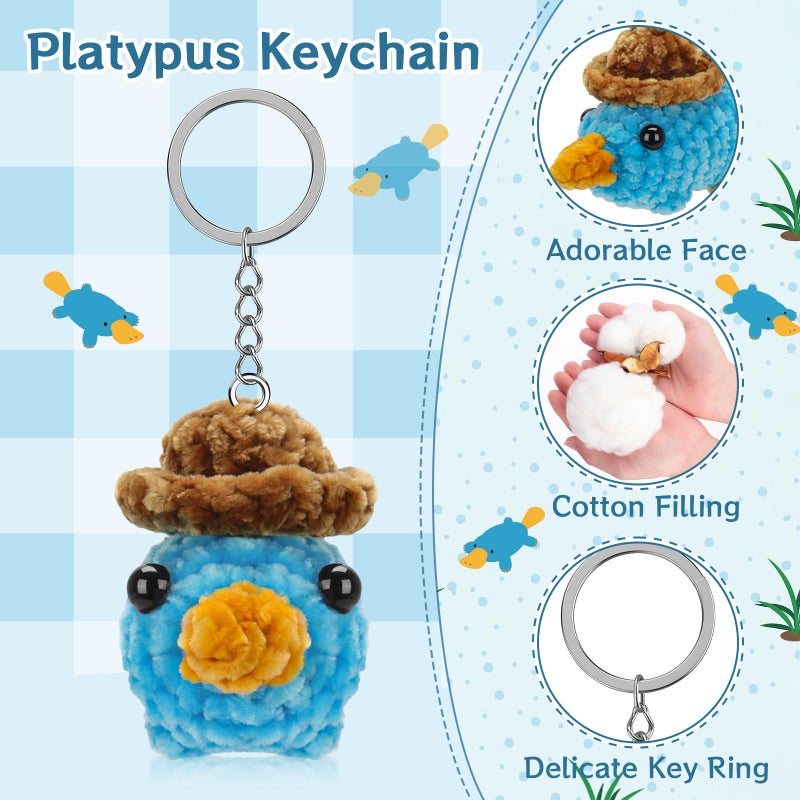 Dalycro Platypus Keychain Cute Hand-Knitted Plush Keychain Adorable Decor for Women Birthday Gifts (Platypus, 1) - Image 3