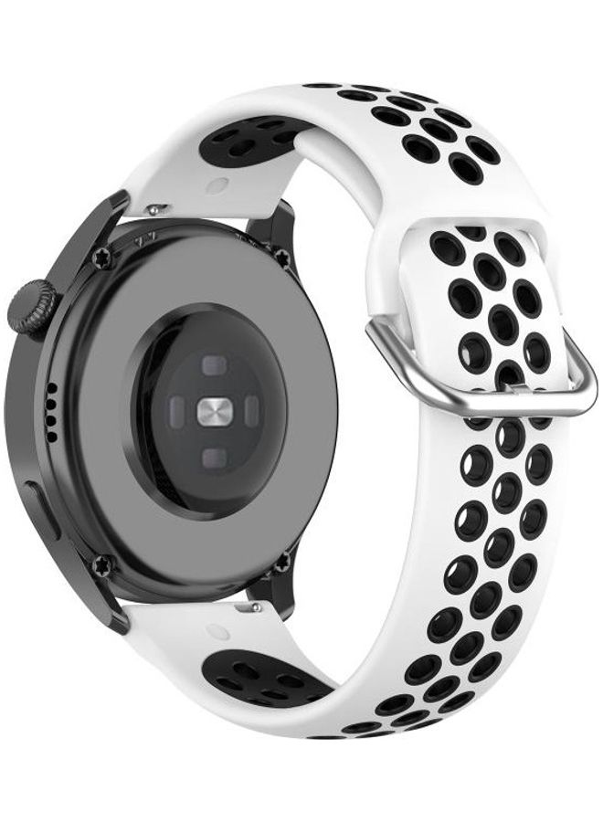 NIBEMINENT Silicone Replacement Strap Watchband For Huawei Watch 3 / Pro 22mm Sport White/Black - Image 5