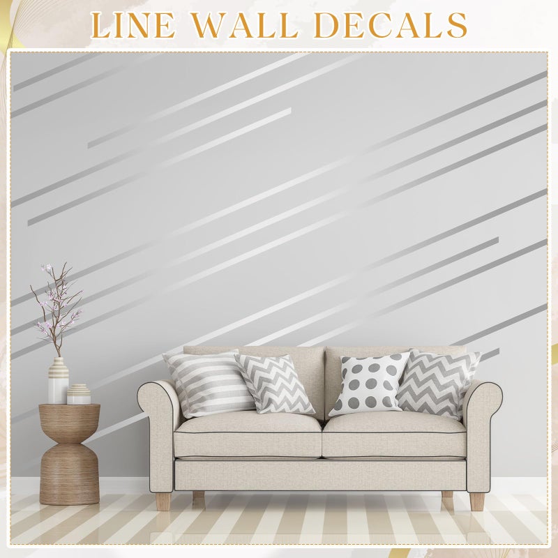 Hoolerry 24 Pcs Silver Wall Decals Peel and Stick 70.8 x 1.2 Inch Silver Tape for Wall Decor Metallic Line Adhesive Tile Stickers Mirror Stickers Graphic Tape for Home Crafts Decoration - Image 4