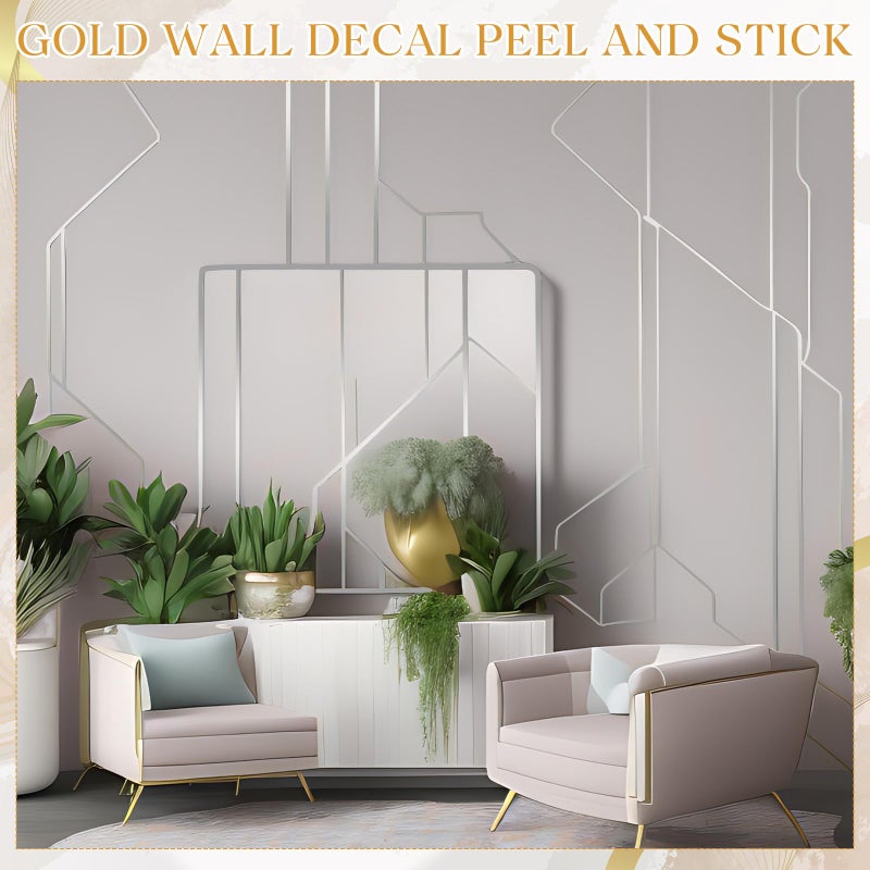 Hoolerry 24 Pcs Silver Wall Decals Peel and Stick 70.8 x 1.2 Inch Silver Tape for Wall Decor Metallic Line Adhesive Tile Stickers Mirror Stickers Graphic Tape for Home Crafts Decoration - Image 5