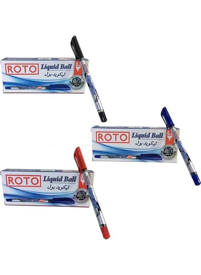 روتو مجموعة أقلام روتو ليكويد 0.7 مم (أزرق، أسود، أحمر) 36 قلمًا - Image 1