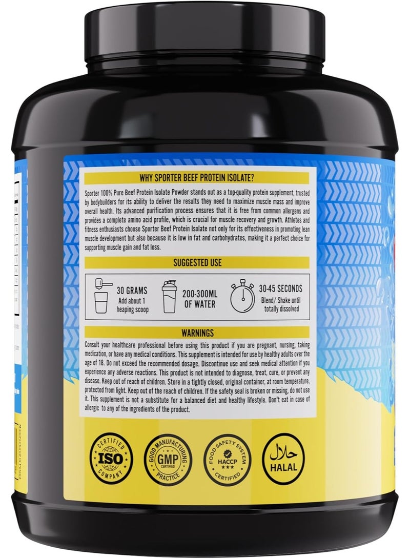 SPORTER Beef Protein Isolate – Blue Raspberry, 4 LB | Hydrolyzed Beef Protein Powder with Complete Amino Acid Profile & High Protein Content - Image 3