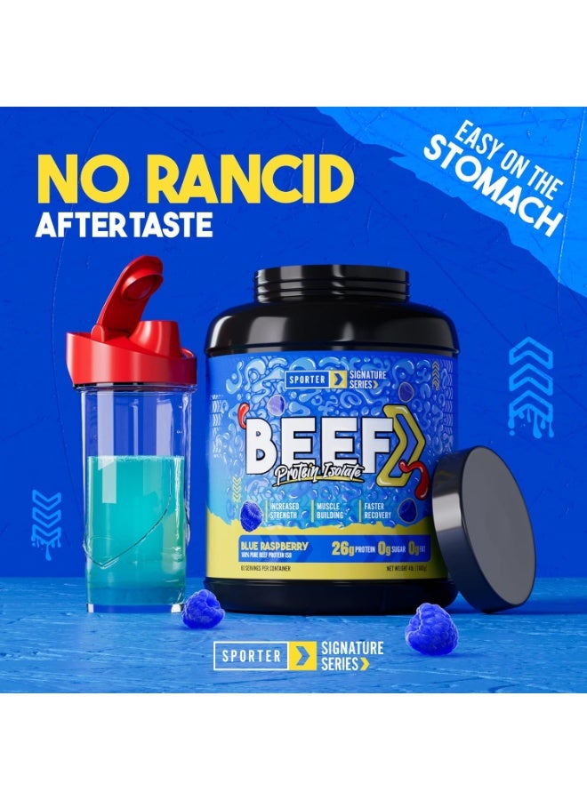 SPORTER Beef Protein Isolate – Blue Raspberry, 4 LB | Hydrolyzed Beef Protein Powder with Complete Amino Acid Profile & High Protein Content - Image 2