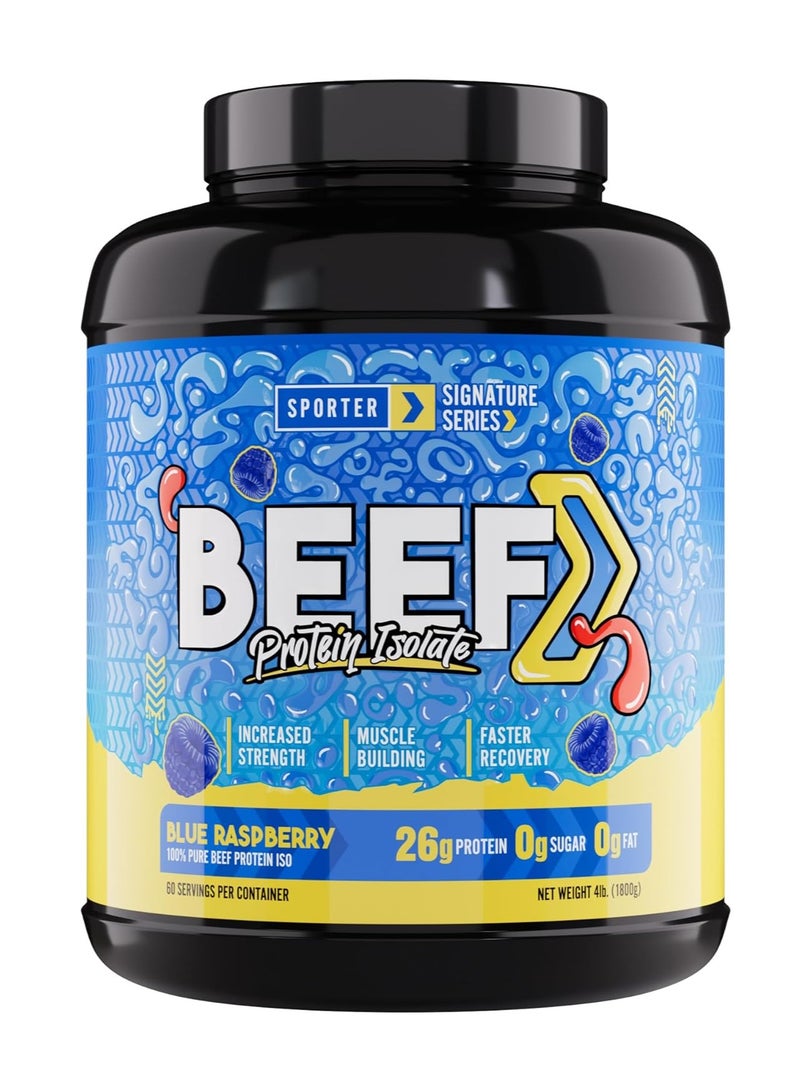 SPORTER Beef Protein Isolate – Blue Raspberry, 4 LB | Hydrolyzed Beef Protein Powder with Complete Amino Acid Profile & High Protein Content - Image 1