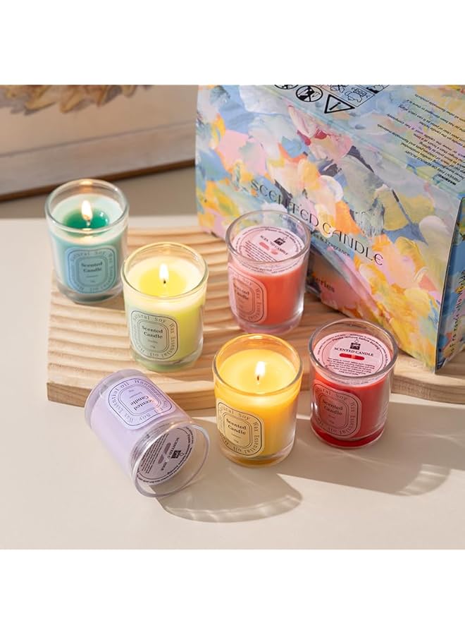 The Bros Scented Candles Gift Set | Aromatherapy Candles | 6 Scented Candles | Glass Jar 2.2Oz Colourful| Natural Soy Wax & Essential Oil | Ideal Gift For Christmas, New Year - Image 2