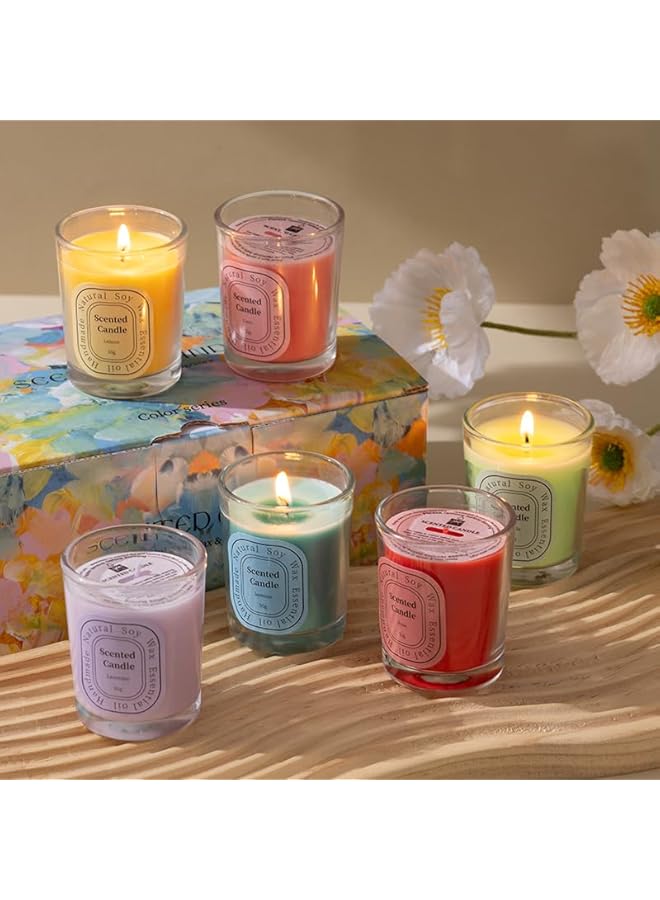 The Bros Scented Candles Gift Set | Aromatherapy Candles | 6 Scented Candles | Glass Jar 2.2Oz Colourful| Natural Soy Wax & Essential Oil | Ideal Gift For Christmas, New Year - Image 4