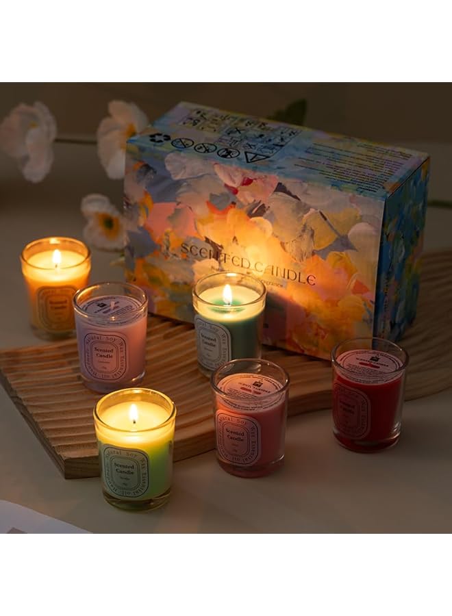 The Bros Scented Candles Gift Set | Aromatherapy Candles | 6 Scented Candles | Glass Jar 2.2Oz Colourful| Natural Soy Wax & Essential Oil | Ideal Gift For Christmas, New Year - Image 3