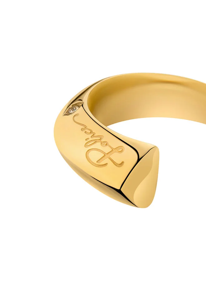 POLICE Talon Shiny Gold Plated with White Crystal Ring For Women