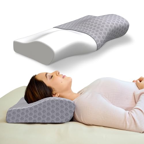 CareFoam Memory Foam Cervical Neck Pillow | 2 Years Warranty | Pain Relief Sleep, Improves Posture, Spinal Alignment, Neck Pain Relief | 19 x 12 x 4 Inch | Grey Jacquard Cover | Pack of 1 - Image 1