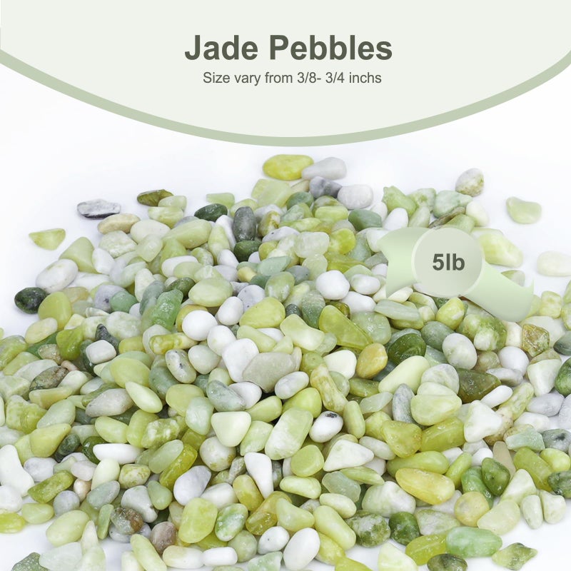 Pulovin 5 lbs Jade Pebbles for Indoor Plants, Decorative Pebbles for Bamboo, Vase, 3/8" Plant Gravel for Pots Indoor, Highly Polished Small River Rocks - Image 2