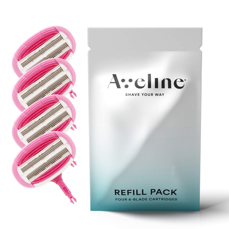 Aveline Smooth Razor Blade Refill 6Blade Cartridges for Close Shave without Tugging Pulling Redness or Razor Burns for Sensistive Skin 4 Refills