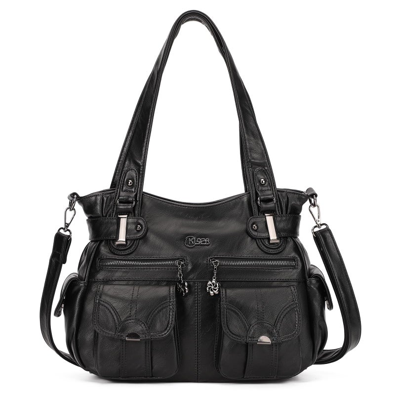 KL928 Purses and Handbags for Women Large Hobo Shoulder Bags Soft PU Leather Multi-Pocket Tote Bag - Image 1