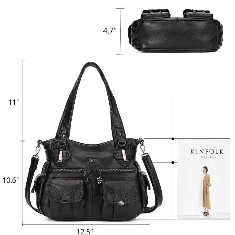 KL928 Purses and Handbags for Women Large Hobo Shoulder Bags Soft PU Leather Multi-Pocket Tote Bag - Image 2