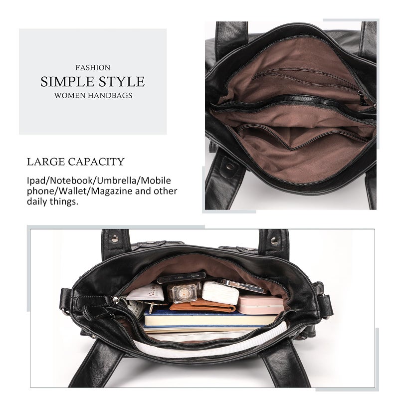 KL928 Purses and Handbags for Women Large Hobo Shoulder Bags Soft PU Leather Multi-Pocket Tote Bag - Image 5