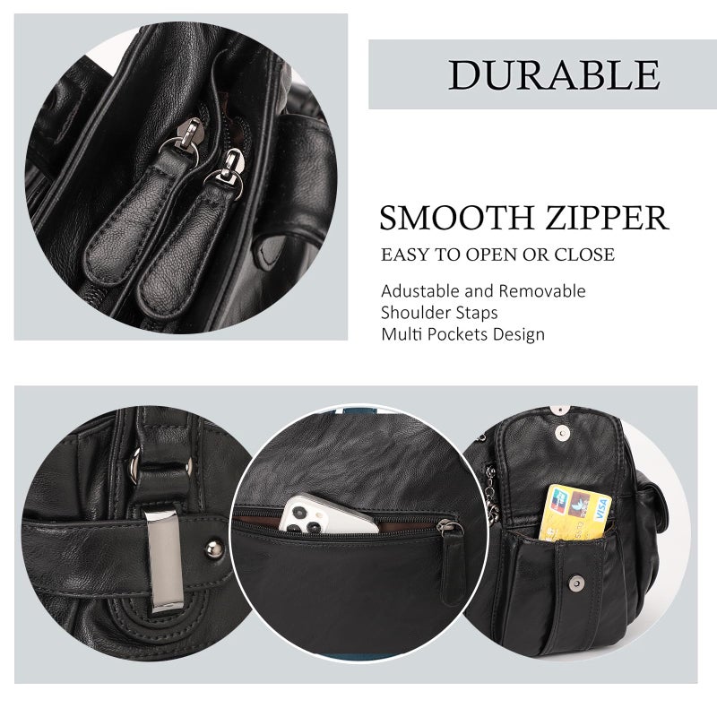 KL928 Purses and Handbags for Women Large Hobo Shoulder Bags Soft PU Leather Multi-Pocket Tote Bag - Image 4