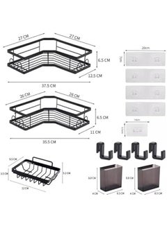 HOOKOR Corner Shower Caddy, Adhesive Shower Corner Organizer Shelves, No Drilling Stainless Steel Shower Storage Rack with Hooks&Toothpaste Holder for Bathroom and Kitchen,3 Pack  - Image 2
