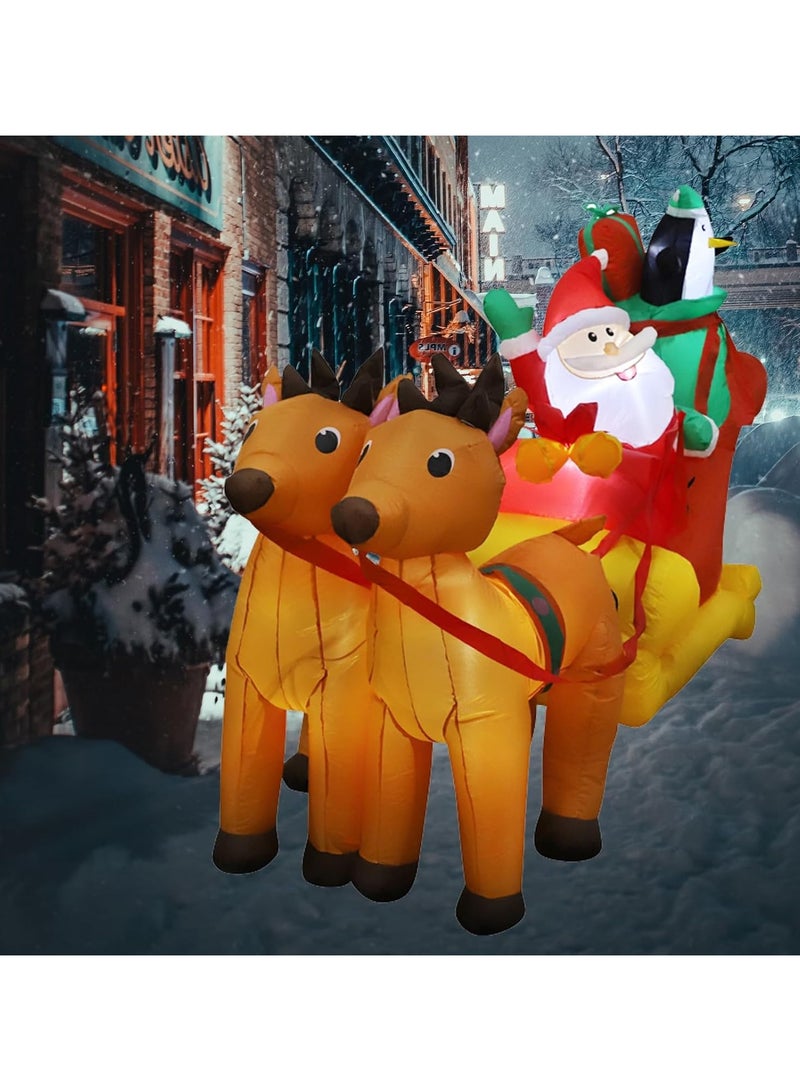 تابيت 7.2 قدم رنة عيد الميلاد تسحب الزلاجة تأخذ سانتا كلوز مع صندوق، زلاجة سانتا قابلة للنفخ LED مدمجة، أضواء LED قابلة للنفخ لعيد الميلاد في الأماكن المغلقة والمفتوحة والحديقة والفناء والحفلات والعطلات - Image 4