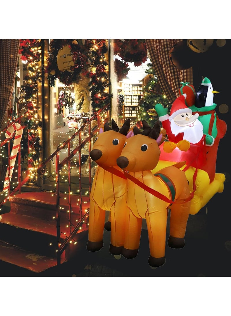 تابيت 7.2 قدم رنة عيد الميلاد تسحب الزلاجة تأخذ سانتا كلوز مع صندوق، زلاجة سانتا قابلة للنفخ LED مدمجة، أضواء LED قابلة للنفخ لعيد الميلاد في الأماكن المغلقة والمفتوحة والحديقة والفناء والحفلات والعطلات - Image 5