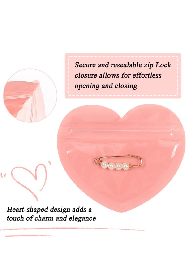 Excefore 100 حزمة أكياس صغيرة على شكل قلب، أكياس مجوهرات شفافة من مادة مايلار مع سحاب، أكياس مجوهرات قابلة لإعادة الإغلاق، مناسبة لمجوهرات الأقراط - Image 4