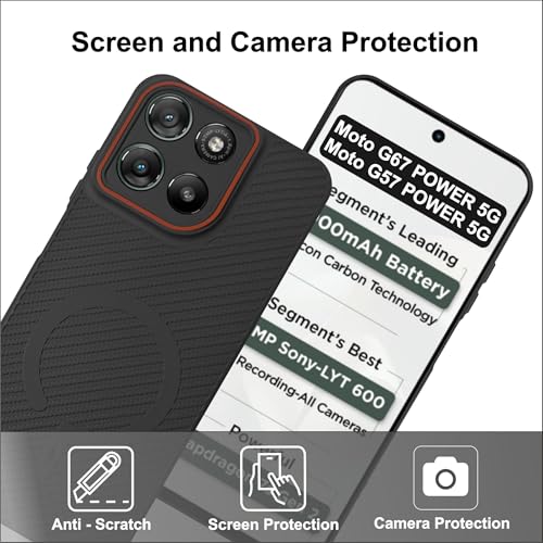 SBMS غطاء خلفي SBMS لهاتف موتورولا موتو G67 باور / G57 باور 5G - غطاء سيليكون ناعم غير لامع مع تصميم نحيف | شعار ماج-سيف | مقاوم للصدمات | واقي كاميرا مع حافة حماية لهاتف موتو G67 باور (حلقة الكاميرا باللون الأسود) - Image 2