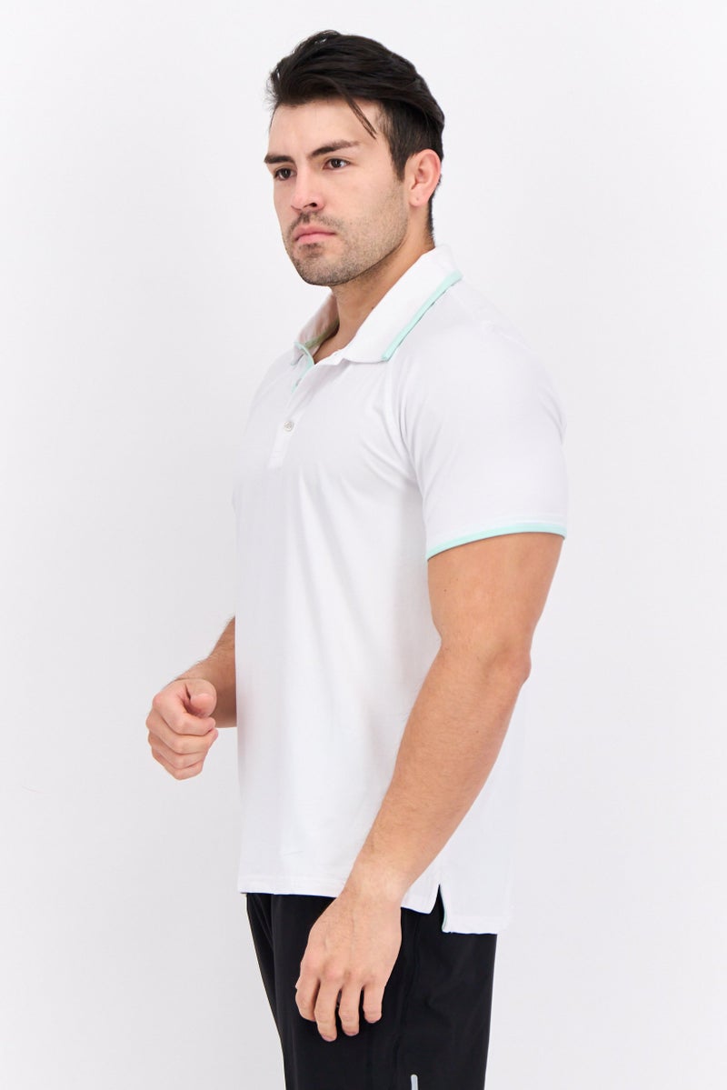 MOTION Men Sportswear Fit Short Sleeve Outdoor Polo Shirt, White - Image 3