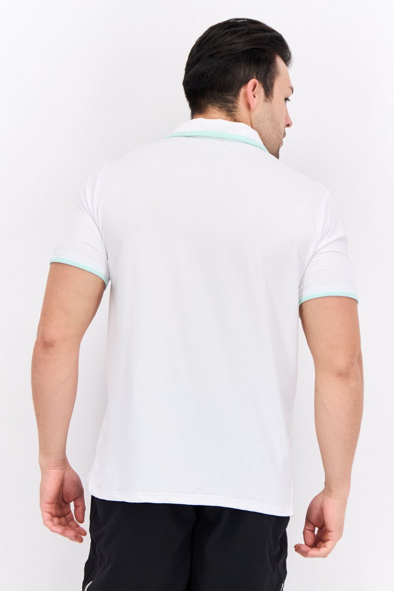 MOTION Men Sportswear Fit Short Sleeve Outdoor Polo Shirt, White - Image 4