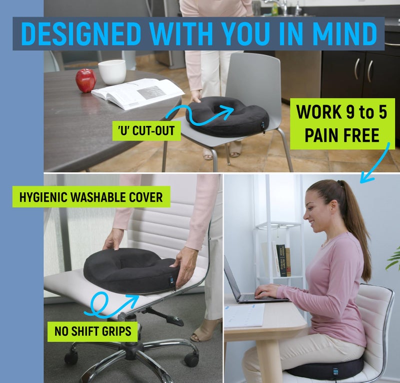Ergonomic Innovations PT ENDORSED Donut Pillow for Tailbone Pain Relief, Hemorrhoid Pillow for Sitting, Donut Seat Cushion Post Surgery, Lifting Cushions for Postpartum Pregnancy, Coccyx, Bed Sore Cushion Butt Pillows - Image 4