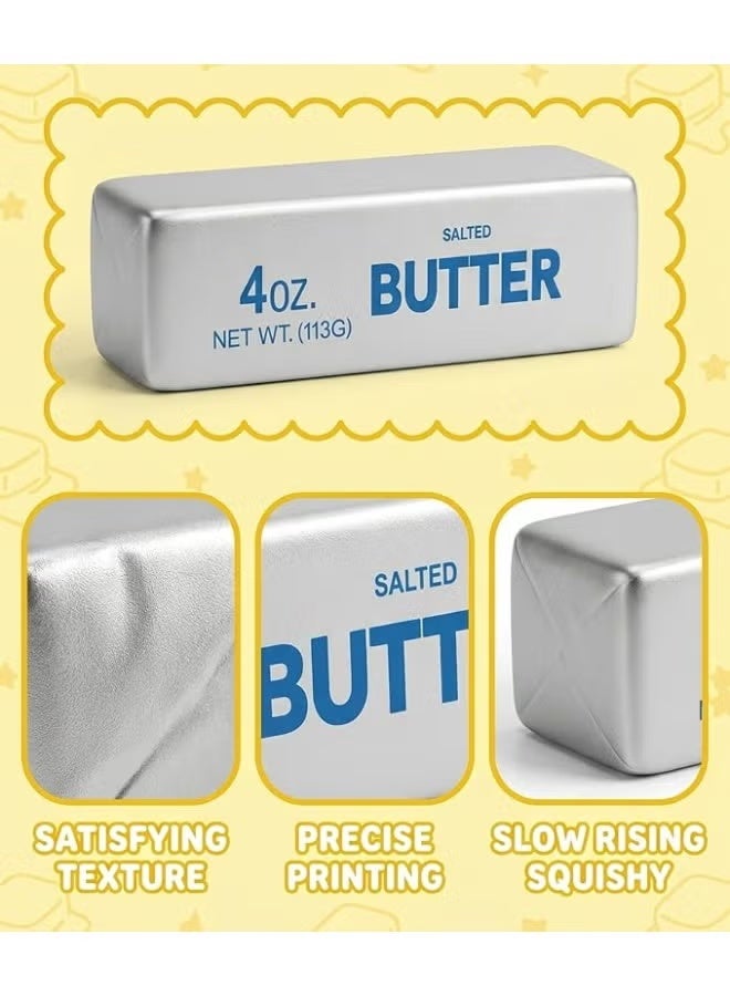Butter Squishy Slow Rising Stress Relief Toy, 4oz Realistic Salted Butter Squeeze Toy, Soft PU Foam Decompression Fidget Toy for Kids & Adults, Novelty Gag Gift & Desk Companion - Image 5